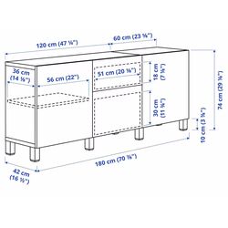 Буфет Ikea Besta/Sindvik/Stubbarp ящики/плавно-закрывающиеся направляющие 180x42x74 (Темно-Серый) Thumb