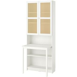 Bufet Ikea Billy/Hogadal cu masa 80x202 (Alb/Bambus) Thumb