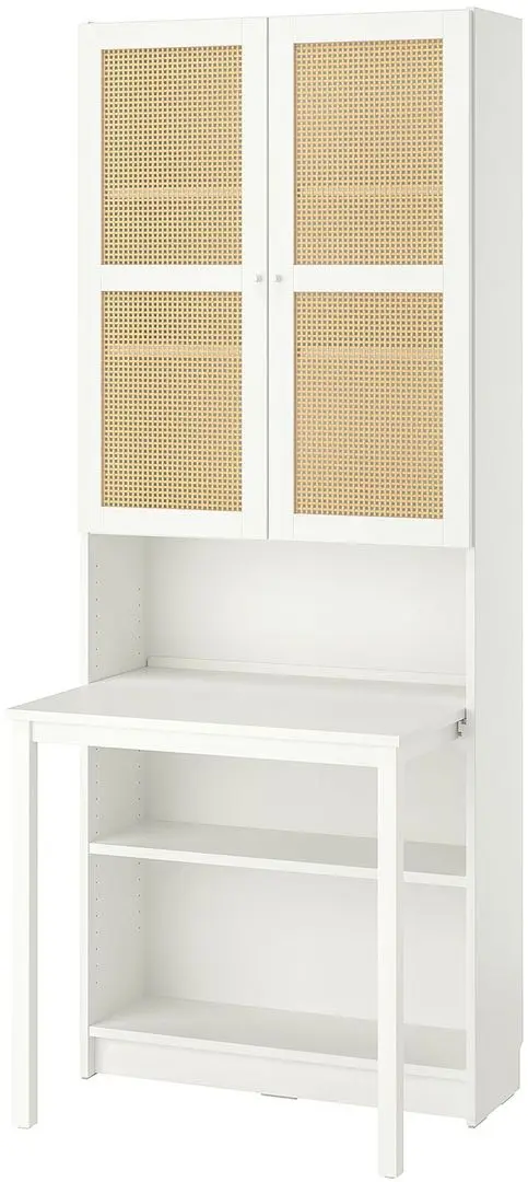 Bufet Ikea Billy/Hogadal cu masa 80x202 (Alb/Bambus) - 2