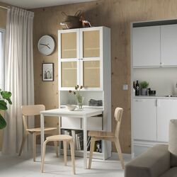 Bufet Ikea Billy/Hogadal cu masa 80x202 (Alb/Bambus)