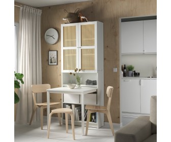 Буфет Ikea Billy/Hogadal со столом 80x202 (Белый/Бамбук)