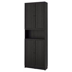 Biblioteca Ikea Billy/Oxberg cu usi/unitate suplimentara 80x30x237 (Negru Aspect Stejar) Thumb