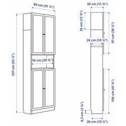 Biblioteca Ikea Billy/Oxberg cu usi/unitate suplimentara 80x30x237 (Negru Aspect Stejar) Thumb