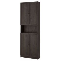Biblioteca Ikea Billy/Oxberg cu usi/unitate suplimentara 80x30x237 (Maro Inchis Aspect Stejar) Thumb