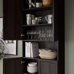 Biblioteca Ikea Billy/Oxberg cu usi/unitate suplimentara 80x30x237 (Maro Inchis Aspect Stejar) Thumb