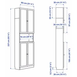 Biblioteca Ikea Billy/Oxberg cu usi/unitate suplimentara 80x30x237 (Maro Inchis Aspect Stejar) Thumb