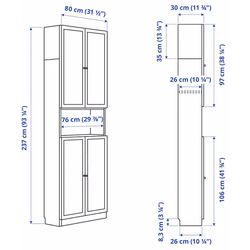 Biblioteca Ikea Billy/Oxberg cu usi/unitate suplimentara 80x30x237 (Aspect Stejar) Thumb
