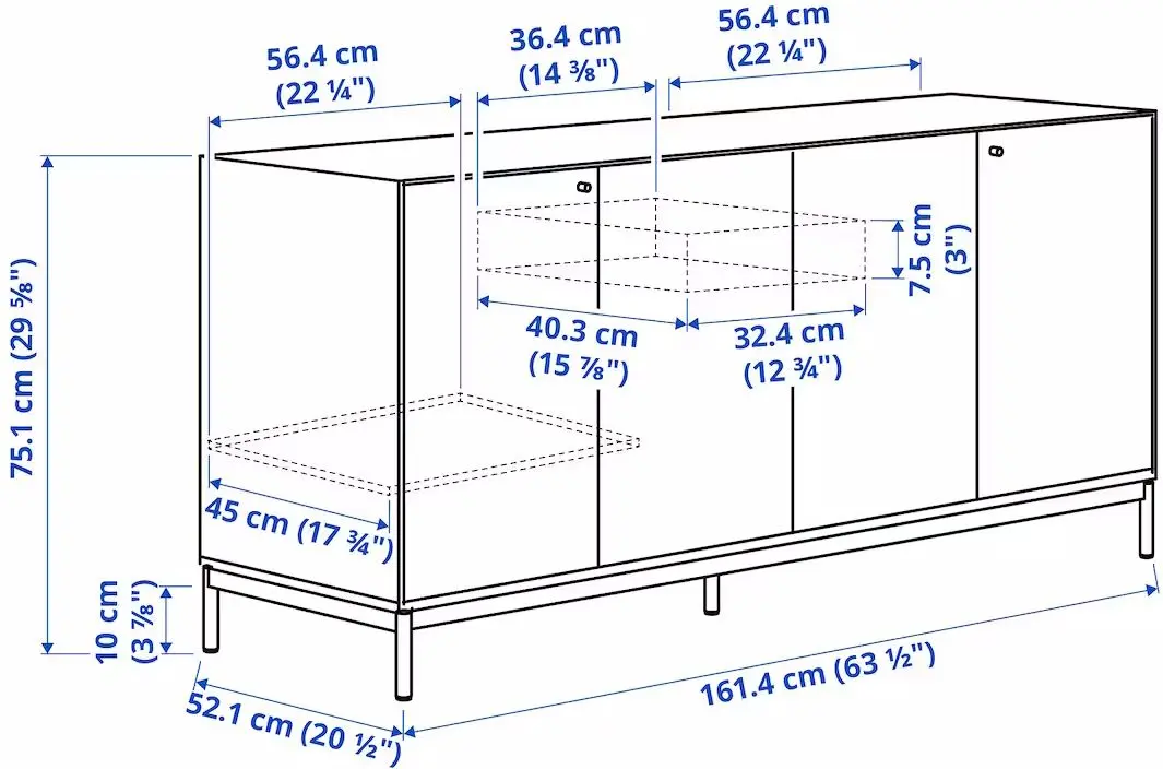 Bufet Ikea Boastad furnir 161х52х75 (Negru/Stejar)