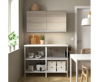 Bufet Ikea Enhet 123x63.5x207 (Alb/Aspect Stejar)