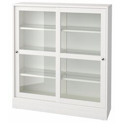Bufet Ikea Havsta plinta/sticla transparenta 121x37x134 (Alb) Thumb