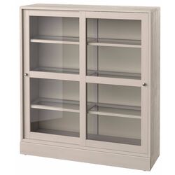 Bufet Ikea Havsta plinta/sticla transparenta 121x37x134 (Gri-Bej) Thumb