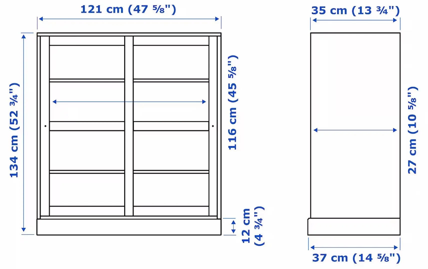 Bufet Ikea Havsta plinta/sticla transparenta 121x37x134 (Gri-Bej)