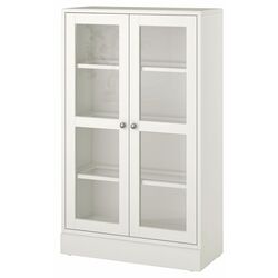 Bufet Ikea Havsta plinta/sticla transparenta 81x37x134 (Alb) Thumb