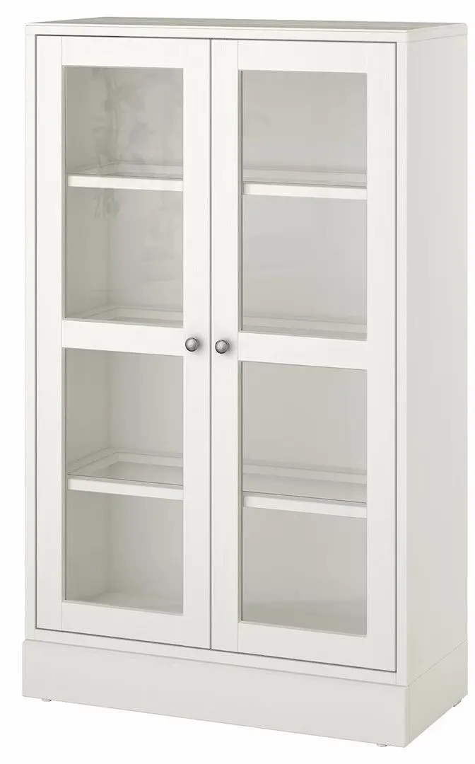 Bufet Ikea Havsta plinta/sticla transparenta 81x37x134 (Alb)