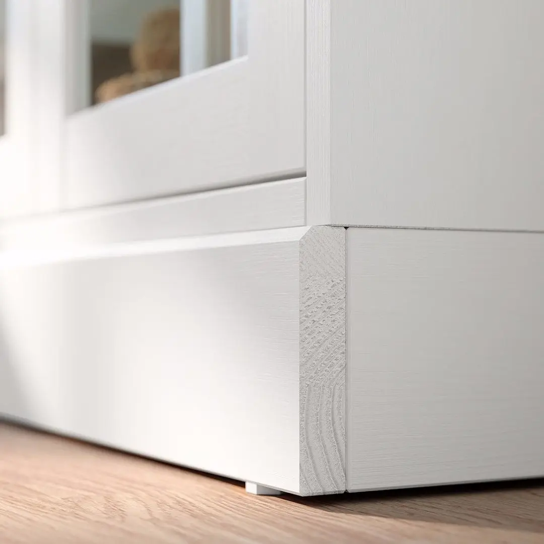 Bufet Ikea Havsta plinta/sticla transparenta 81x37x134 (Alb)