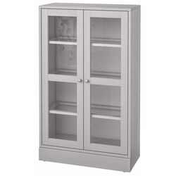 Bufet Ikea Havsta plinta/sticla transparenta 81x37x134 (Gri-Bej) Thumb
