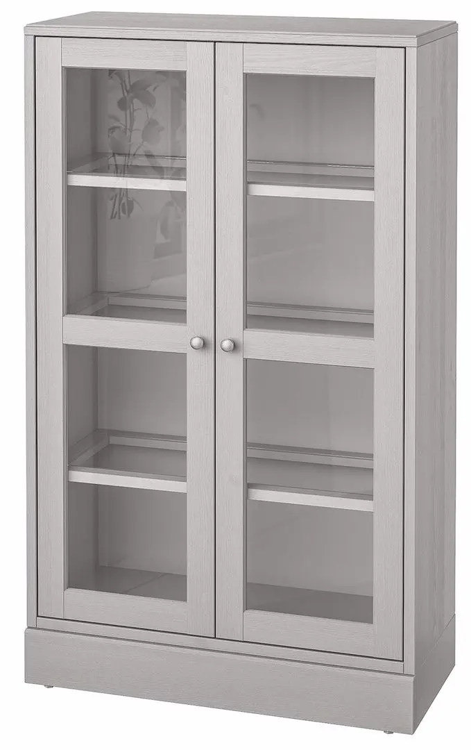 Bufet Ikea Havsta plinta/sticla transparenta 81x37x134 (Gri-Bej)