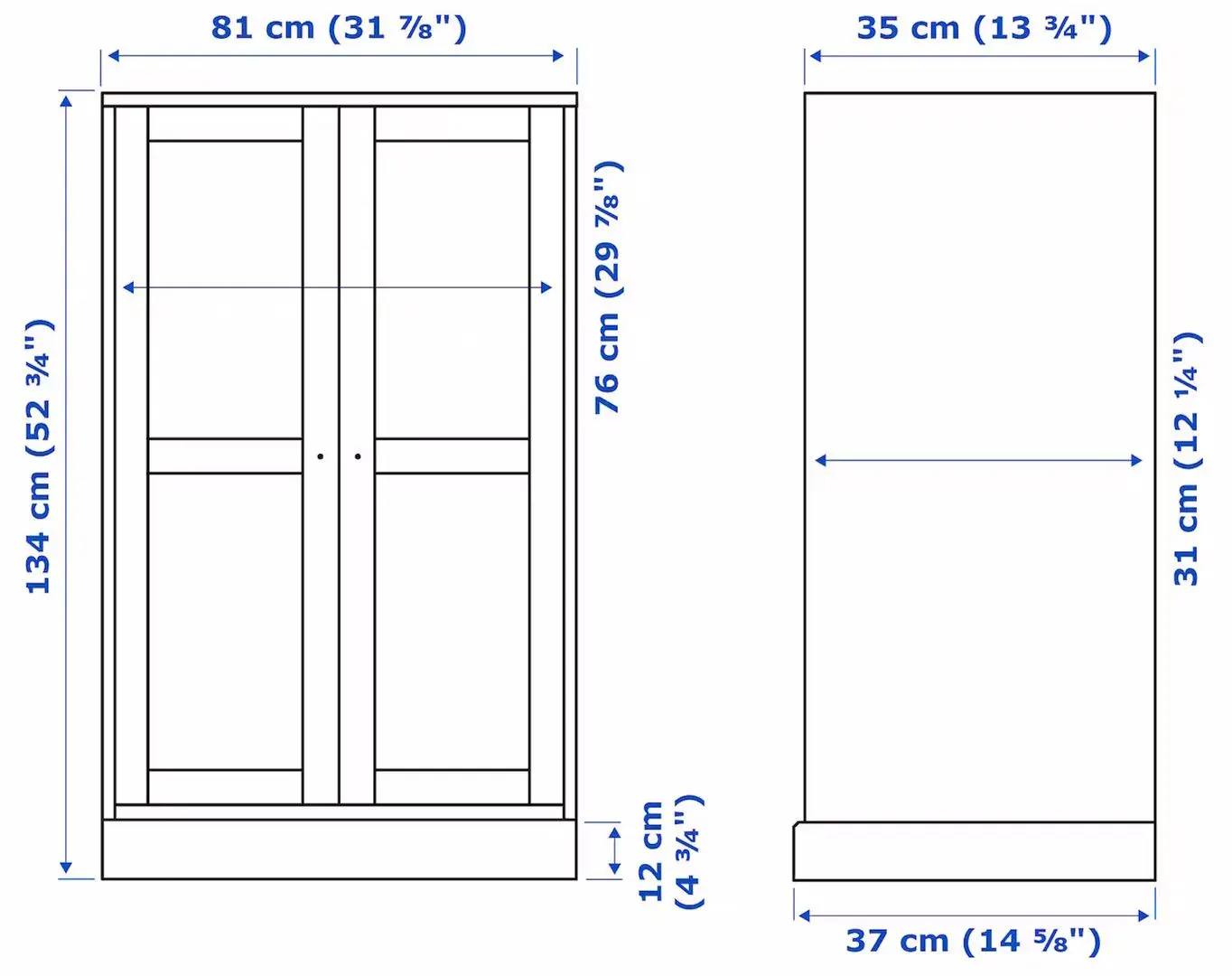 Bufet Ikea Havsta plinta/sticla transparenta 81x37x134 (Gri-Bej)