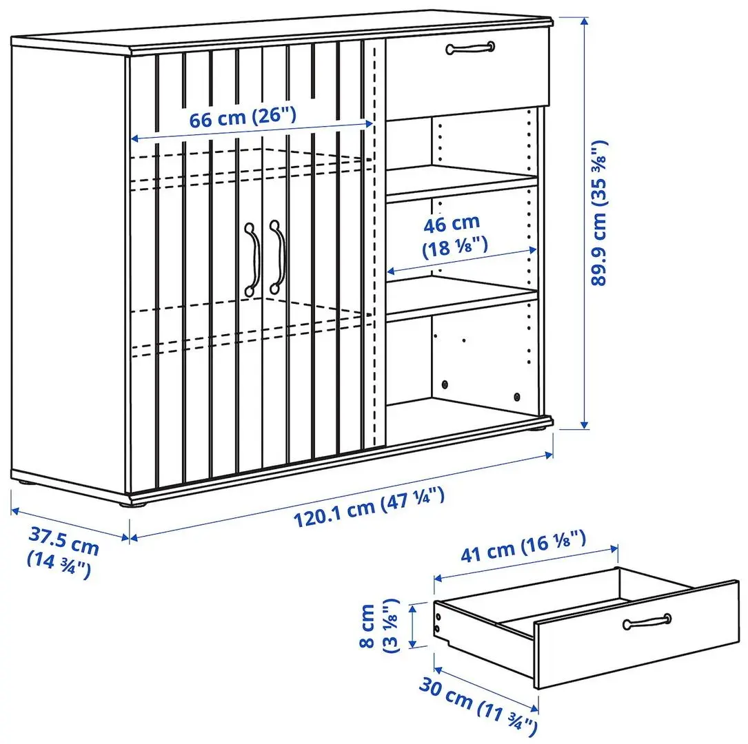 Bufet Ikea Skruvby 120x38x90 (Negru-Albastru)