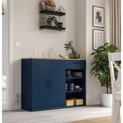 Bufet Ikea Skruvby 120x38x90 (Negru-Albastru)