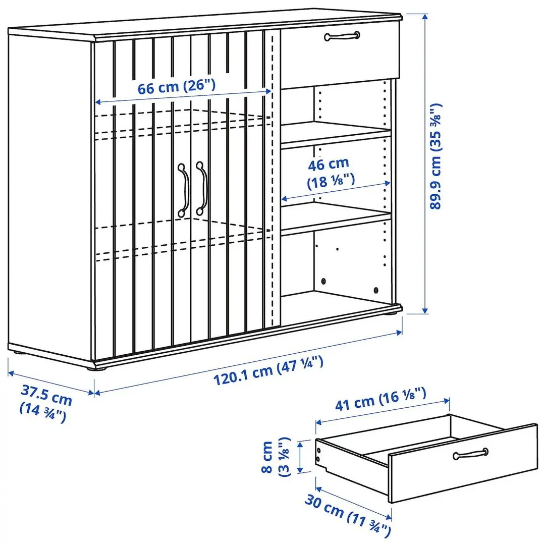 Bufet Ikea Skruvby 190x90 (Negru-Albastru/Aspect Stejar)