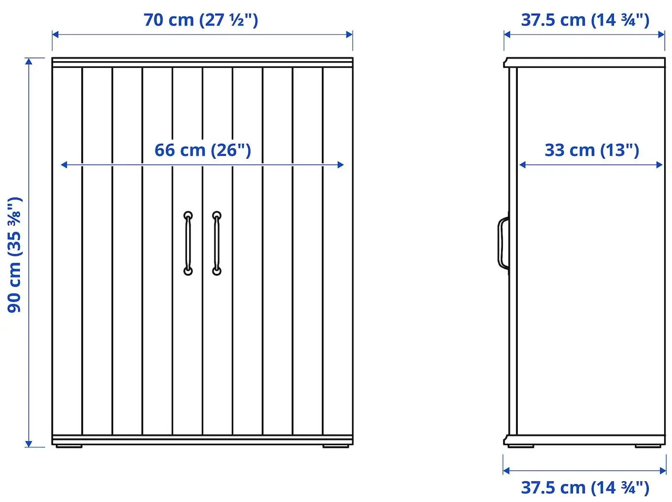 Bufet Ikea Skruvby 190x90 (Negru-Albastru/Aspect Stejar)
