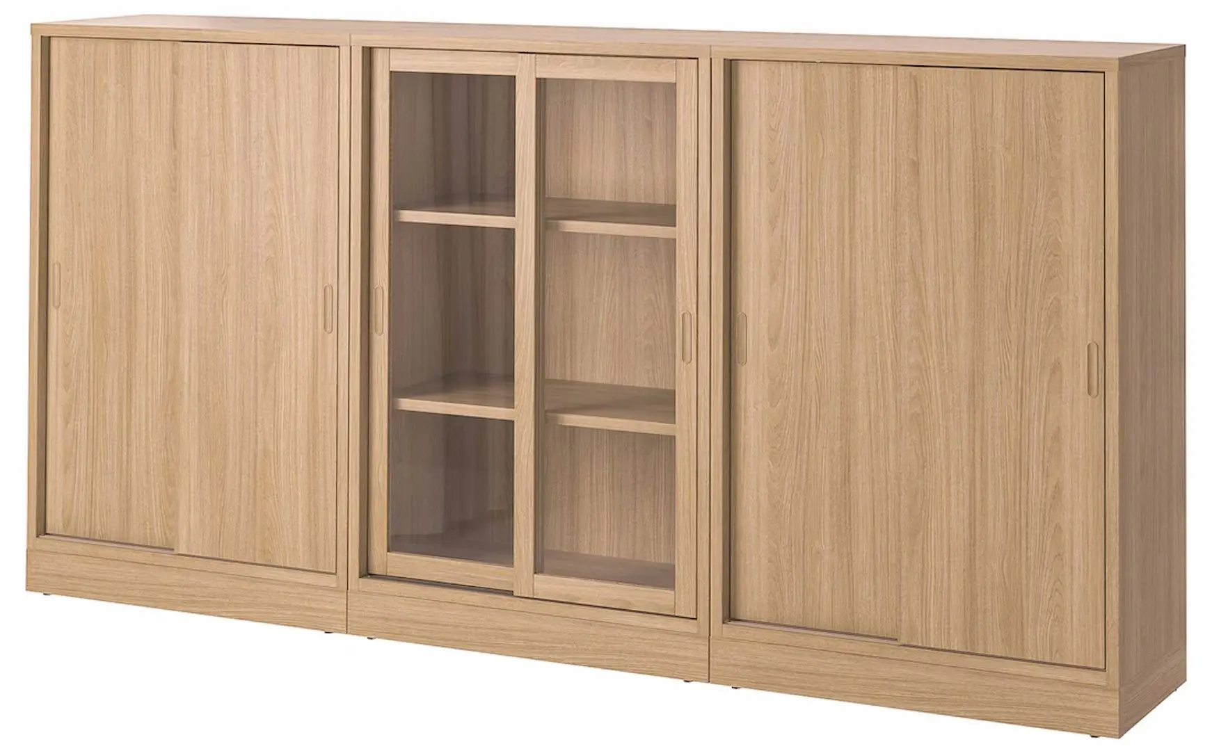 Bufet Ikea Tonstad usi glisante/sticla transparenta/furnir 245x37x120 (Stejar)