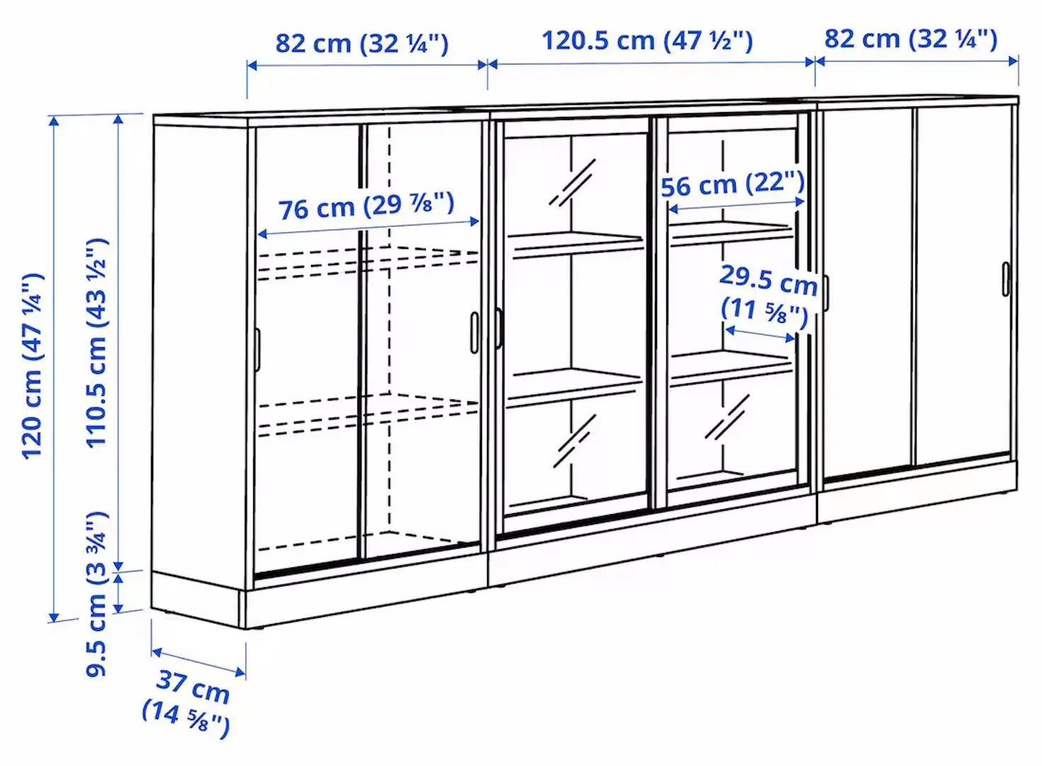 Bufet Ikea Tonstad usi glisante/sticla transparenta/furnir 284х37х120 (Stejar)