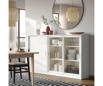 Сервант Ikea Tonstad раздвижные дверцы/стекло 201x37x116 (Белый)