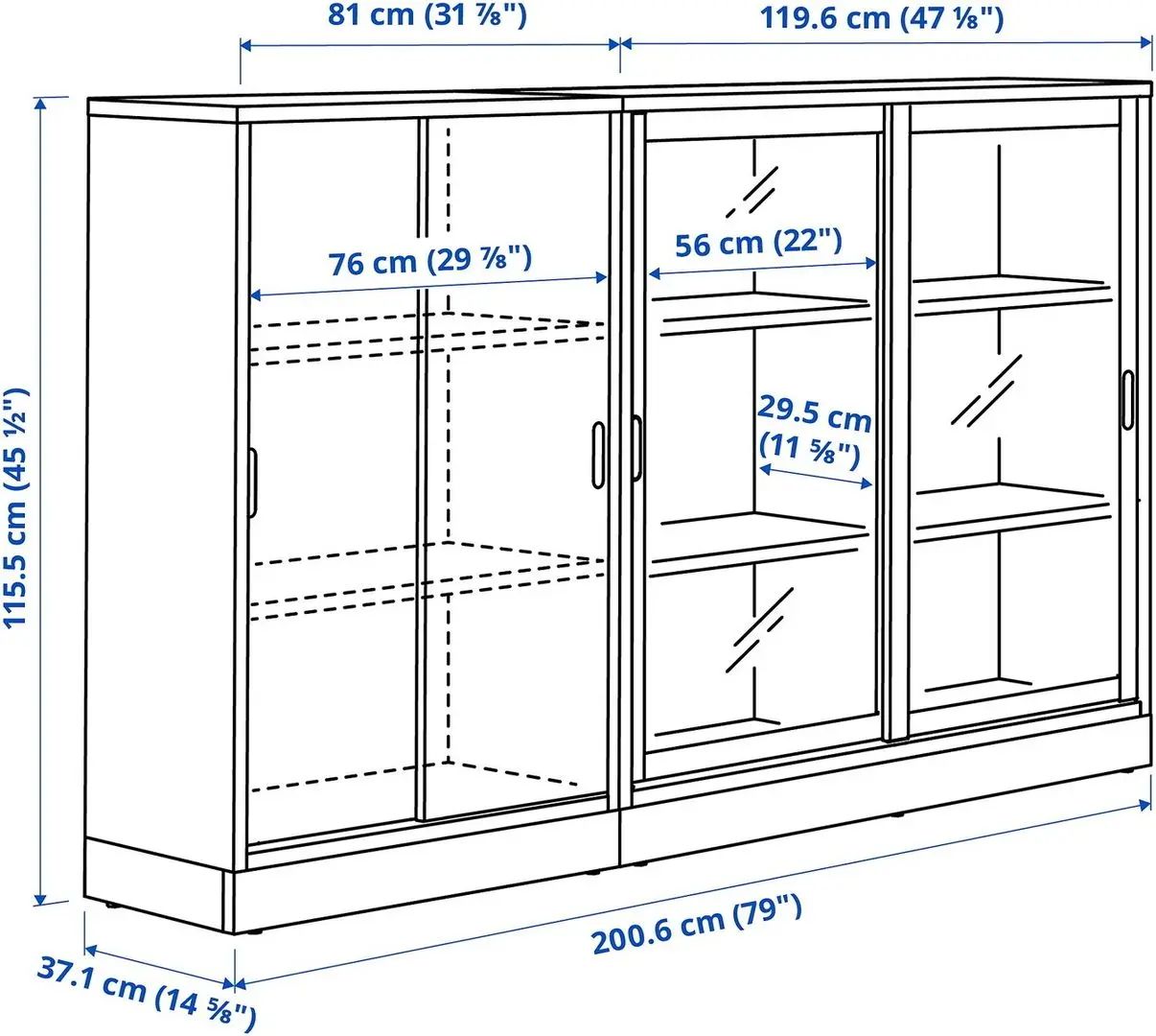 Servant Ikea Tonstad usi glisante/sticla 201x37x116 (Alb)