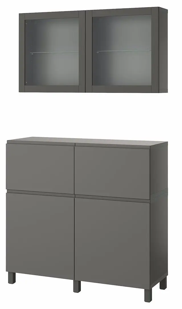 Bufet modular Ikea Besta/Vasterviken/Sindvik usi/sertare/sina sertar inchidere lina 120x42x213 (Gri Inchis)