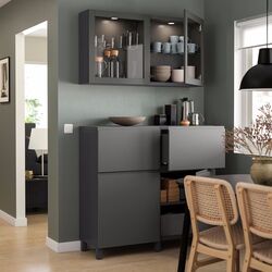 Bufet modular Ikea Besta/Vasterviken/Sindvik usi/sertare/sina sertar inchidere lina 120x42x213 (Gri Inchis) Thumb