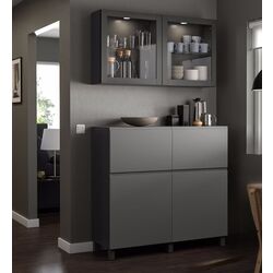 Bufet modular Ikea Besta/Vasterviken/Sindvik usi/sertare/sina sertar inchidere lina 120x42x213 (Gri Inchis) Thumb