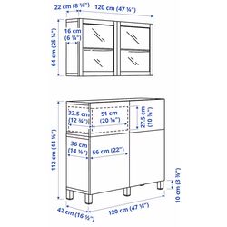 Bufet modular Ikea Besta/Vasterviken/Sindvik usi/sertare/sina sertar inchidere lina 120x42x213 (Gri Inchis) Thumb