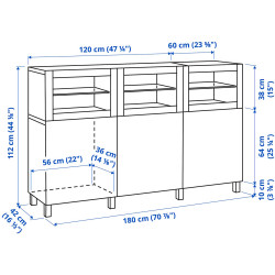 Сервант Ikea Besta/Forvaltare с дверцами 180x42x112 (Белый) Thumb