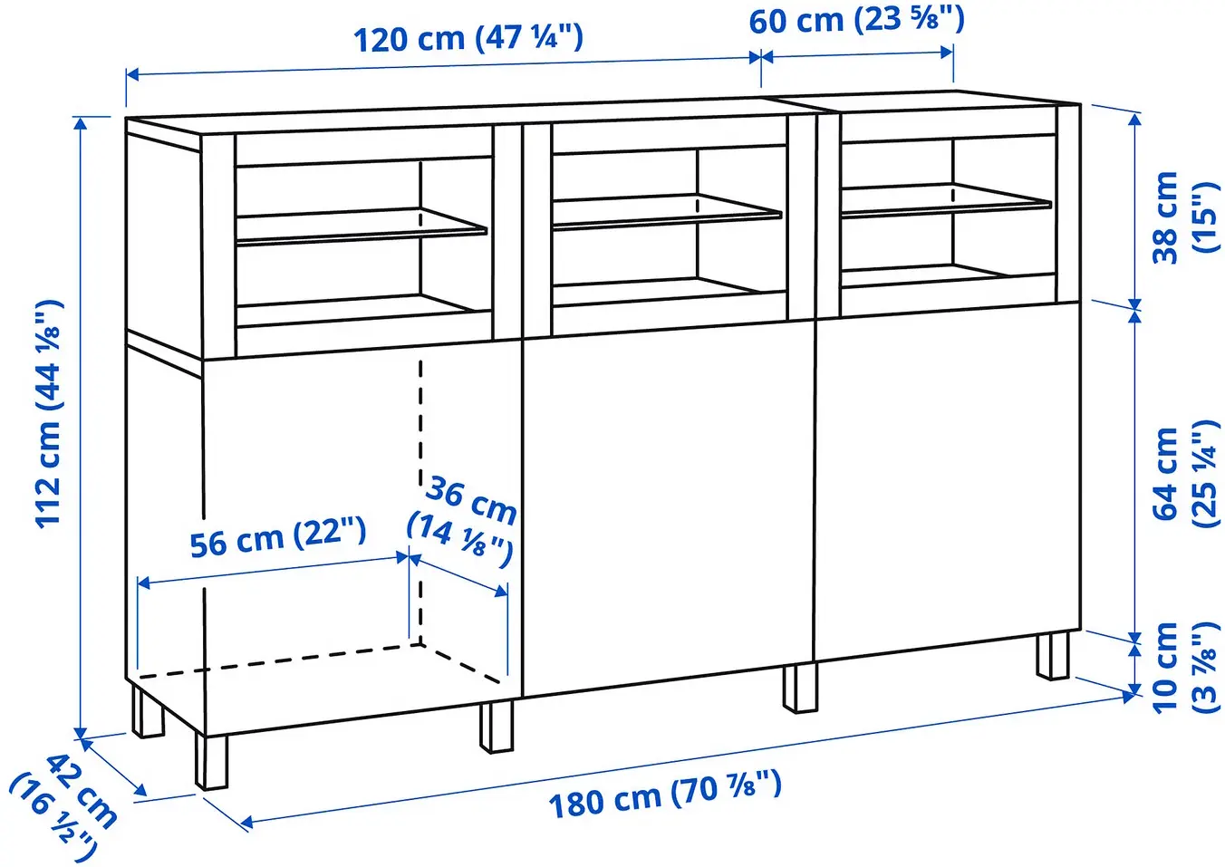 Сервант Ikea Besta/Forvaltare с дверцами 180x42x112 (Белый) - 4