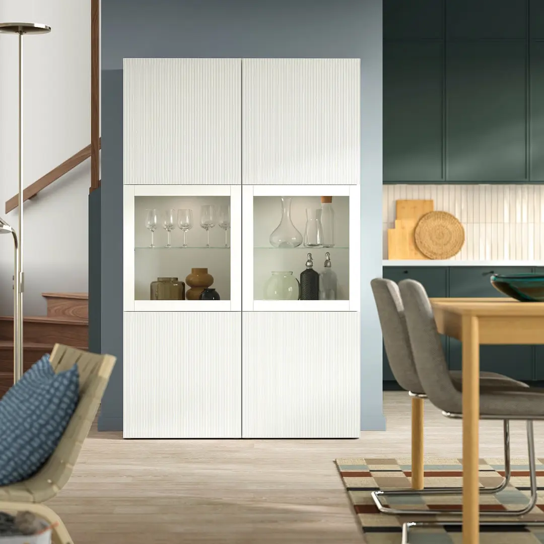 Сервант Ikea Besta/Forvaltare стеклянные дверцы 120x42x193 (Белый)
