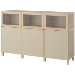 Сервант Ikea Besta/Krukmakare с дверцами 180x42x112 (Бежевый/Имитация Состаренного Дуба) Thumb