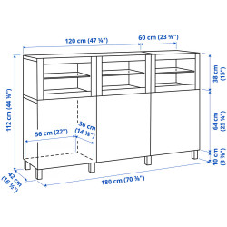 Сервант Ikea Besta/Krukmakare с дверцами 180x42x112 (Бежевый/Имитация Состаренного Дуба) Thumb