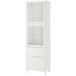 Сервант Ikea Besta стеклянные дверцы 202x42x60 (Белый) Thumb