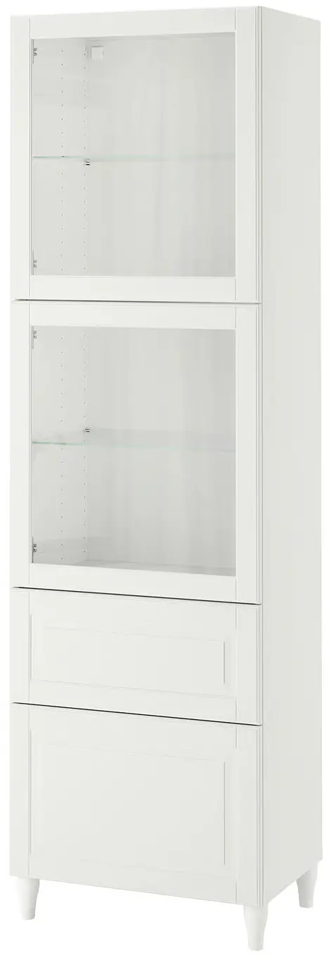 Сервант Ikea Besta стеклянные дверцы 202x42x60 (Белый) - 3