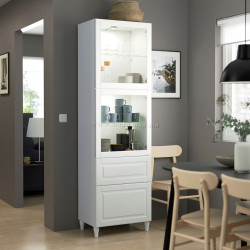 Сервант Ikea Besta стеклянные дверцы 202x42x60 (Белый)