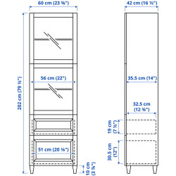 Сервант Ikea Besta стеклянные дверцы 202x42x60 (Белый) Thumb