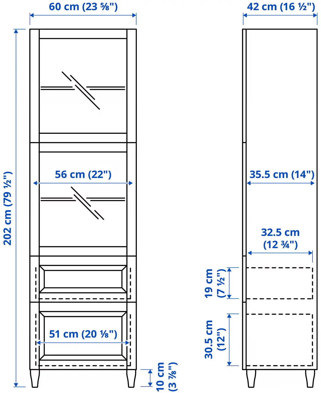 Сервант Ikea Besta стеклянные дверцы 202x42x60 (Белый) - 6