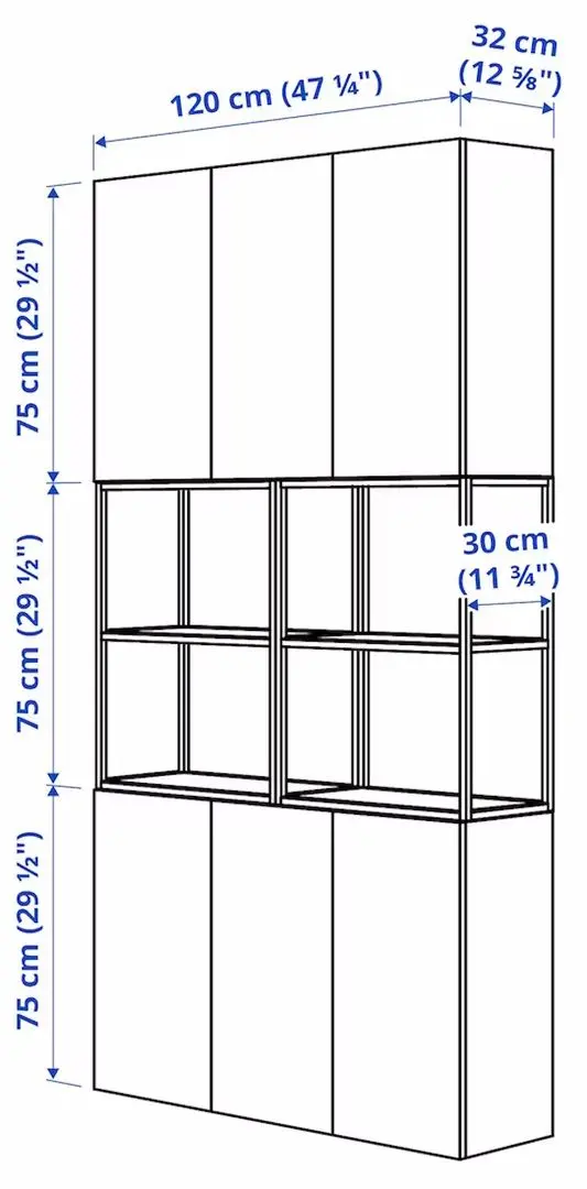 Сервант Ikea Enhet 120x32x225 (Антрацит/Белый)