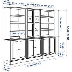 Servant Ikea Havsta rafturi deschise/usi sticla 243x47x212 (Alb) Thumb