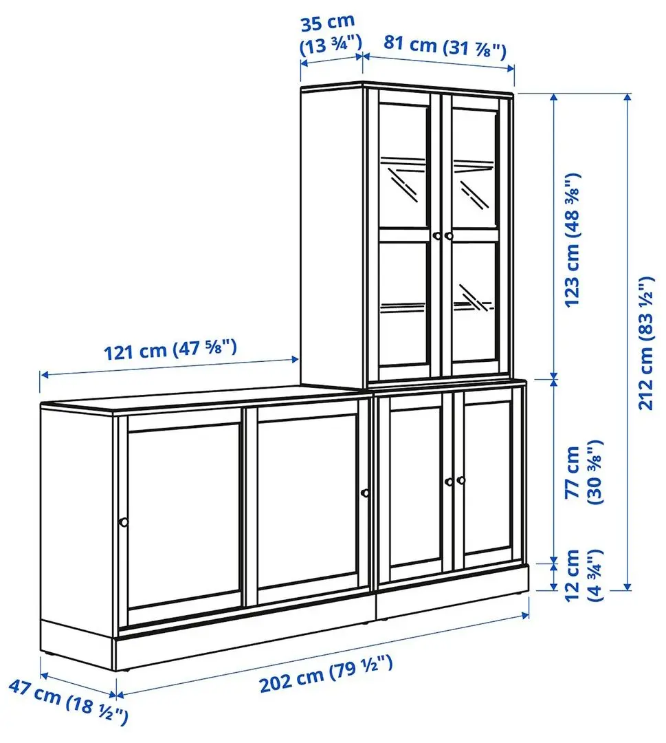 Servant Ikea Havsta usi glisante 202x47x212 (Gri-Bej)