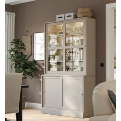 Сервант Ikea Havsta раздвижные дверцы/стеклянные дверцы 121x47x212 (Серо-бежевый)