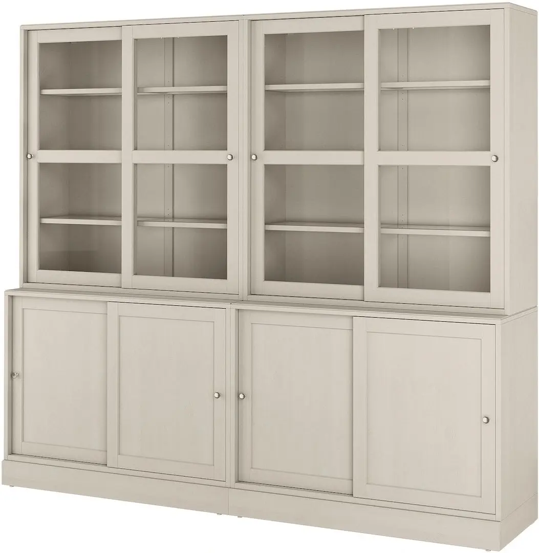 Servant Ikea Havsta usi glisante/usi sticla 242x47x212 (Gri-bej)