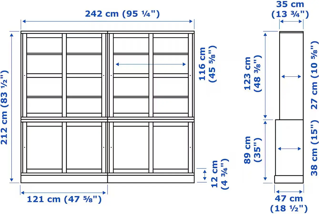 Servant Ikea Havsta usi glisante/usi sticla 242x47x212 (Gri-bej)